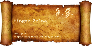 Hinger Zolna névjegykártya